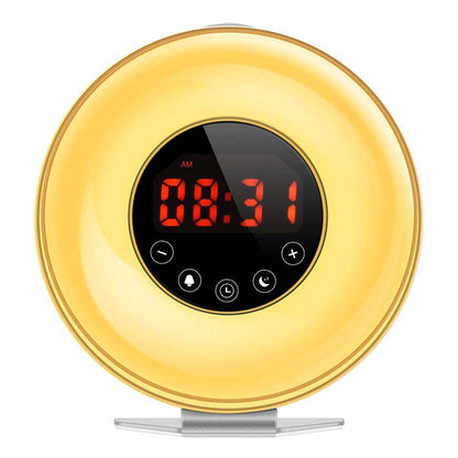 Sunrise and sunset wake up desk lamp alarm clock