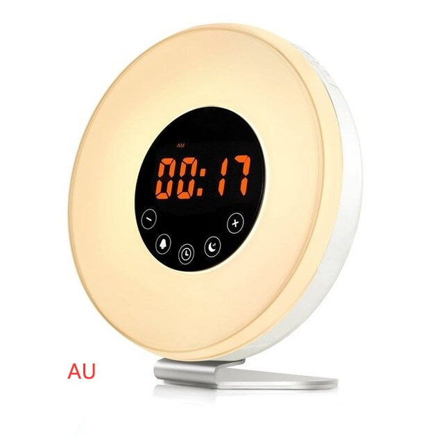 Sunrise and sunset wake up desk lamp alarm clock