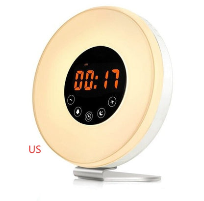 Sunrise and sunset wake up desk lamp alarm clock