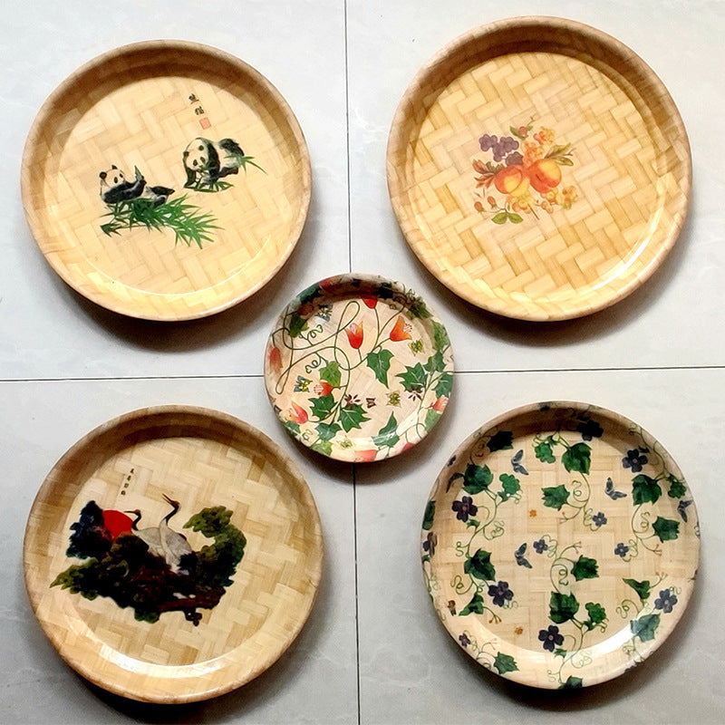 Bamboo Dried Fruit Salad Bowl Dish Plate