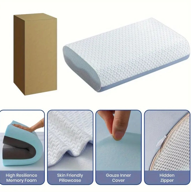 4 Inch Memory Foam Pillows, Gel Cooling Bed Pillows, Sleep Pillow, Removable Machine Washable Pillowcase,Standard Size