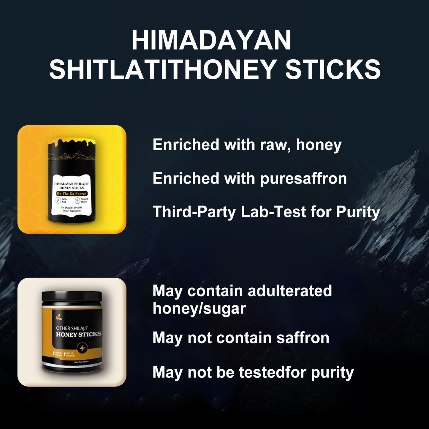 Himalayan Shilajit Honey Stick Dietary Supplement For Providing Energy 30 Sticks Honey Flavor