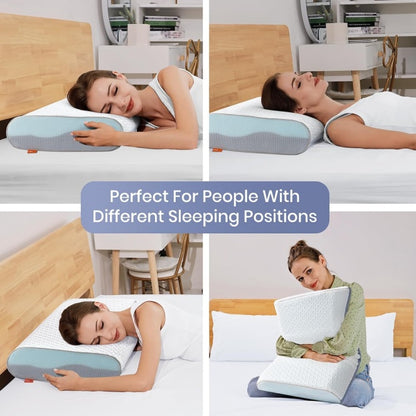 4 Inch Memory Foam Pillows, Gel Cooling Bed Pillows, Sleep Pillow, Removable Machine Washable Pillowcase,Standard Size