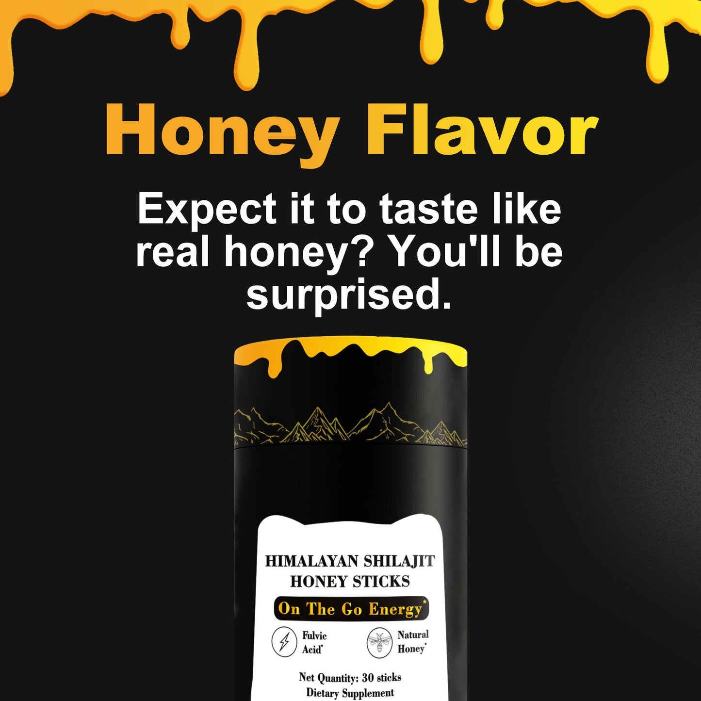 Himalayan Shilajit Honey Stick Dietary Supplement For Providing Energy 30 Sticks Honey Flavor