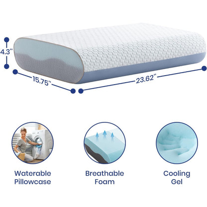 4 Inch Memory Foam Pillows, Gel Cooling Bed Pillows, Sleep Pillow, Removable Machine Washable Pillowcase,Standard Size