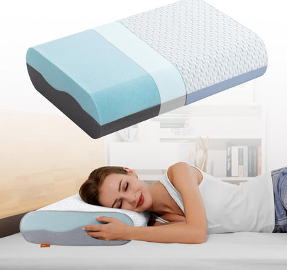 4 Inch Memory Foam Pillows, Gel Cooling Bed Pillows, Sleep Pillow, Removable Machine Washable Pillowcase,Standard Size