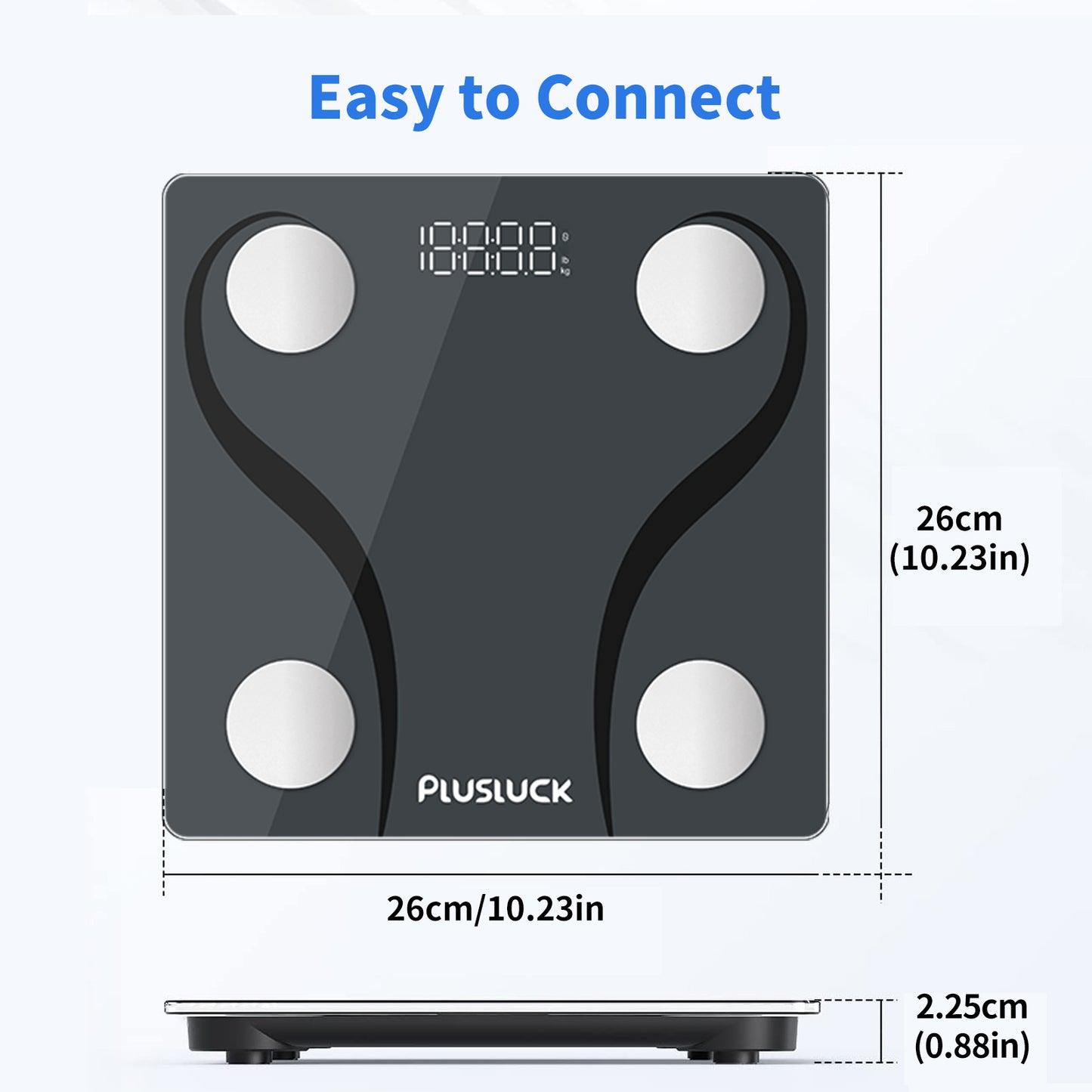 PLusluck Smart Scale, Digital Bathroom Scale BMI Weighing Body Fat Scale, Body Composition Monitor Health Analyzer -with Smartphone App