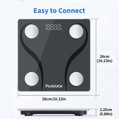 PLusluck Smart Scale, Digital Bathroom Scale BMI Weighing Body Fat Scale, Body Composition Monitor Health Analyzer -with Smartphone App