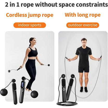 2 In 1 Adjustable Digital Intelligent Cordless Weighted Skipping Rope